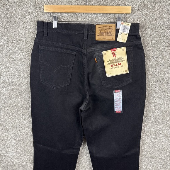 Vintage Levi's 921 Orange Tab Black Jeans Tapered Fit Leg Womens 16 Long (33x33) - Picture 1 of 8